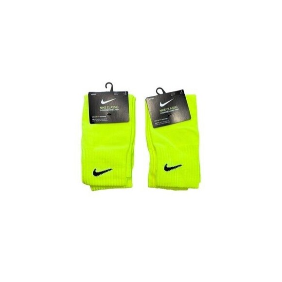Nike Classic Cushioned Soccer Socks Over the Calf Volt - Size Medium Lot of 2 - Picture 1 of 3